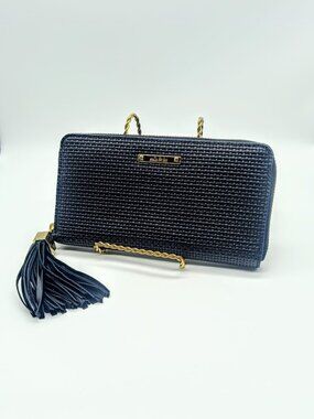 Stella & Dot Mercer Black Leather Tassel Zip-Around Wallet NWOT